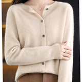 Madison | Women's Long-Sleeve Crew-Neck Button Merino Wool Cardigan Sweater - 7