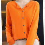 Madison | Women's Long-Sleeve Crew-Neck Button Merino Wool Cardigan Sweater - 8