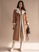 Grace | Women's Long Teddy Winter Coat Double-Breasted Sherpa Belted