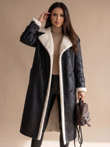 Grace | Women's Long Teddy Winter Coat Double-Breasted Sherpa Belted