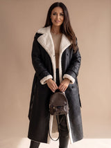 Grace | Women's Long Teddy Winter Coat Double-Breasted Sherpa Belted