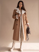 Grace | Women's Long Teddy Winter Coat Double-Breasted Sherpa Belted