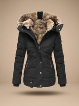 Layla | Women's Longline Quilted Puffer Coat Faux Fur Hooded