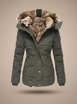 Layla | Women's Longline Quilted Puffer Coat Faux Fur Hooded