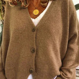 Luna | Women's Loose-Fit V-Neck Button-Front Knit Cardigan