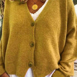 Luna | Women's Loose-Fit V-Neck Button-Front Knit Cardigan - 2