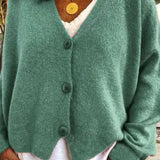 Luna | Women's Loose-Fit V-Neck Button-Front Knit Cardigan - 3