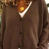 Luna | Women's Loose-Fit V-Neck Button-Front Knit Cardigan - 6