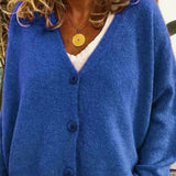 Luna | Women's Loose-Fit V-Neck Button-Front Knit Cardigan - 7