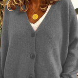 Luna | Women's Loose-Fit V-Neck Button-Front Knit Cardigan - 8