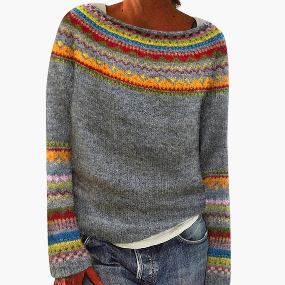 Charlotte | Women's Merino Wool Sweater Fair Isle Knit Pullover
