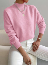Isabella | Women's Mock Neck Relaxed-Fit Knit Turtleneck Sweater