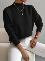 Layla | Women's Mock Turtleneck Relaxed-Fit Long Sleeve Sweater