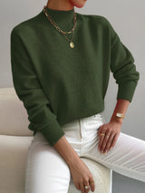 Layla | Women's Mock Turtleneck Relaxed-Fit Long Sleeve Sweater