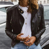 Harper | Women's Moto-Style Zip-Up Faux Leather Jacket
