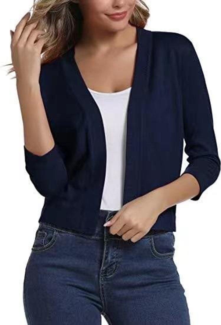Olivia | Women's Open-Front 3/4 Sleeve Cropped Cardigan
