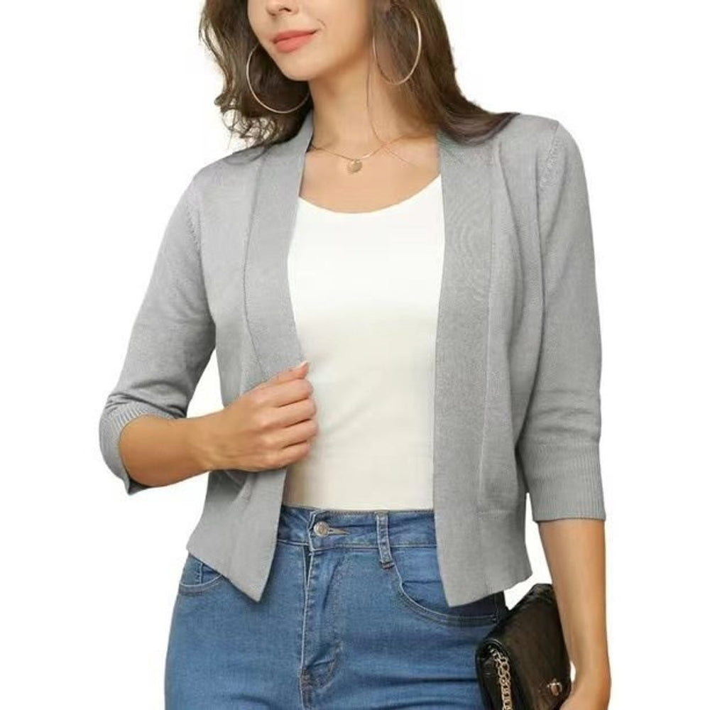 Olivia | Women's Open-Front 3/4 Sleeve Cropped Cardigan