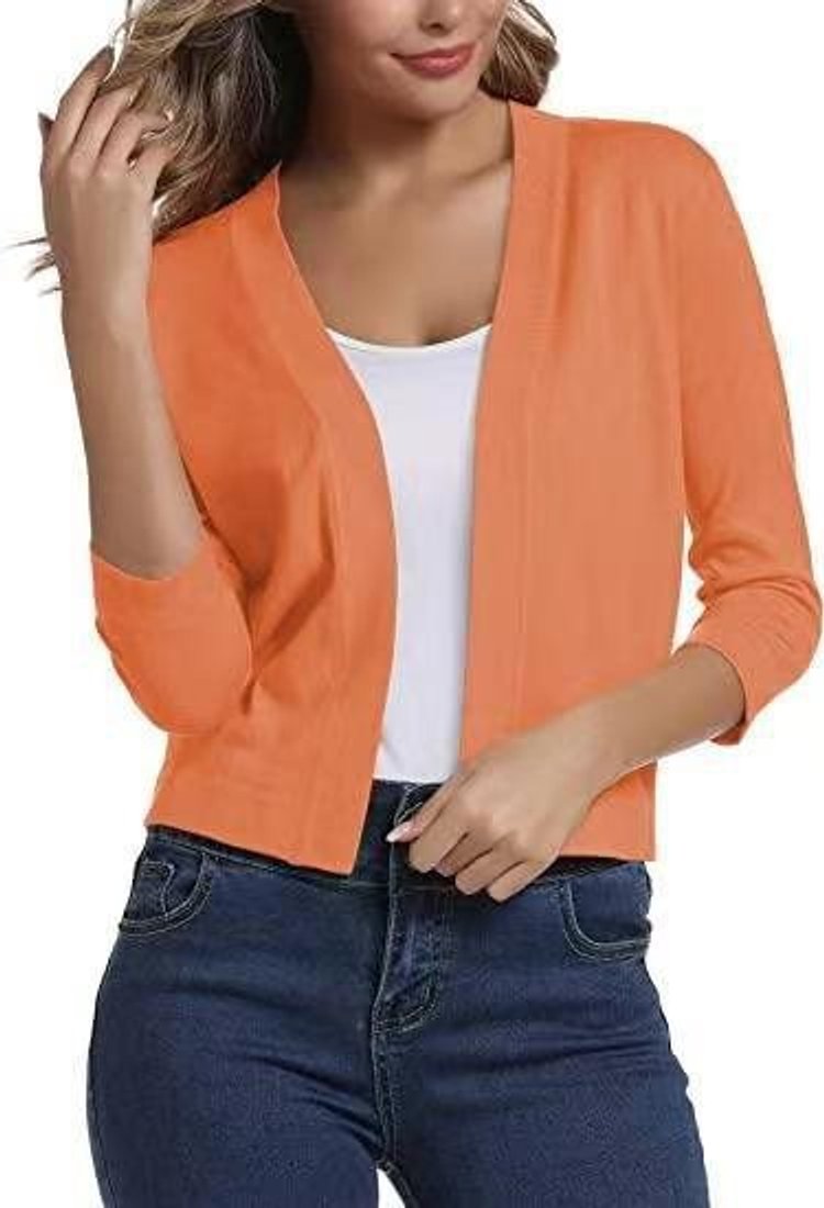 Olivia | Women's Open-Front 3/4 Sleeve Cropped Cardigan