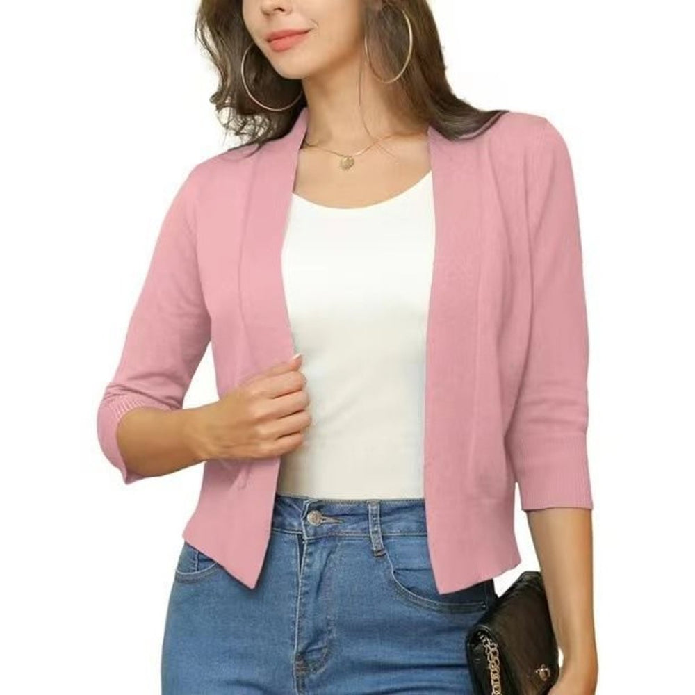 Olivia | Women's Open-Front 3/4 Sleeve Cropped Cardigan