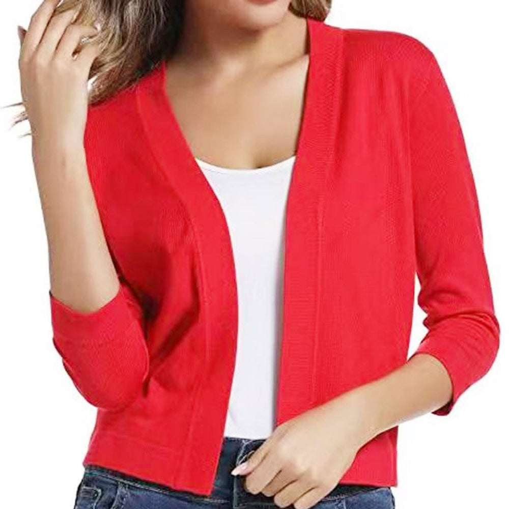 Olivia | Women's Open-Front 3/4 Sleeve Cropped Cardigan