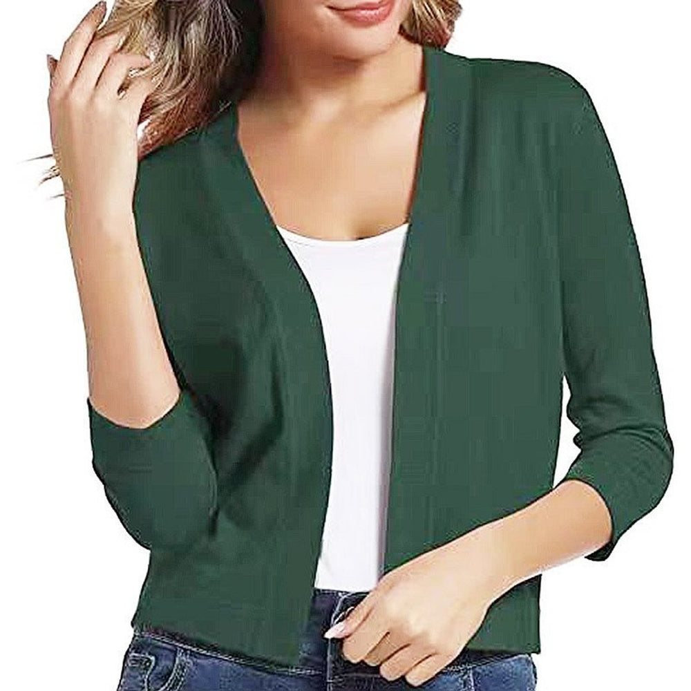 Olivia | Women's Open-Front 3/4 Sleeve Cropped Cardigan