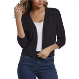 Olivia | Women's Open-Front 3/4 Sleeve Cropped Cardigan