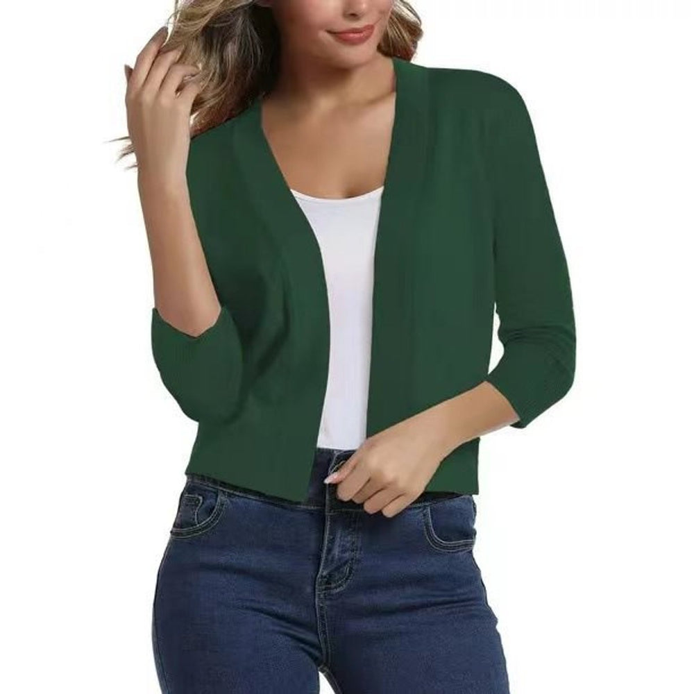 Olivia | Women's Open-Front 3/4 Sleeve Cropped Cardigan