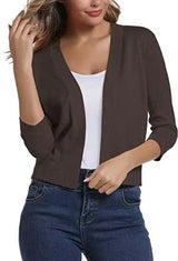 Olivia | Women's Open-Front 3/4 Sleeve Cropped Cardigan