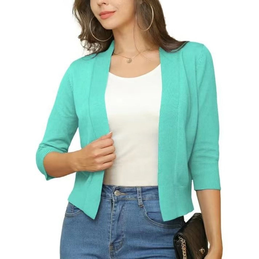 Olivia | Women's Open-Front 3/4 Sleeve Cropped Cardigan