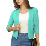 Olivia | Women's Open-Front 3/4 Sleeve Cropped Cardigan