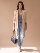 Penelope | Women's Open-Front Lapel Mid-Length Casual Smart Blazer