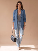 Penelope | Women's Open-Front Lapel Mid-Length Casual Smart Blazer