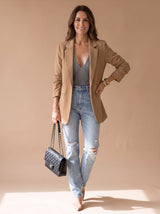 Penelope | Women's Open-Front Lapel Mid-Length Casual Smart Blazer