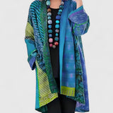 Penelope | Women's Open-Front Patchwork Print Long Cardigan