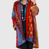 Penelope | Women's Open-Front Patchwork Print Long Cardigan