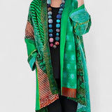 Penelope | Women's Open-Front Patchwork Print Long Cardigan