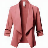Penelope | Women's Open-Front Ruched-Sleeve Casual Office Blazer - 2