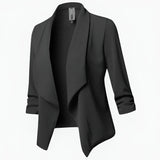 Penelope | Women's Open-Front Ruched-Sleeve Casual Office Blazer - 4