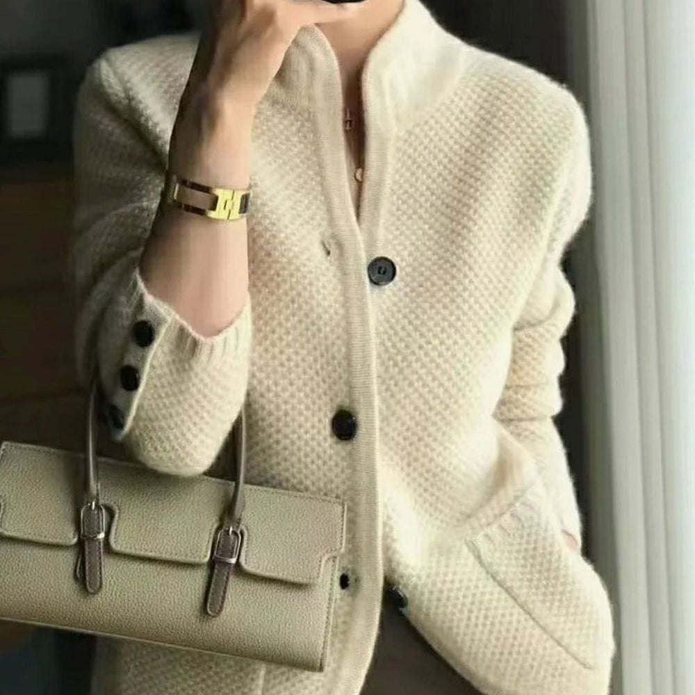 Sophia | Women's Open-Pocket V-Neck Knit Button Cardigan Sweater