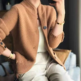 Sophia | Women's Open-Pocket V-Neck Knit Button Cardigan Sweater - 2