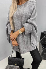 Charlotte | Women's Oversized Batwing-Sleeve Crewneck Knit Sweater