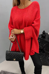 Charlotte | Women's Oversized Batwing-Sleeve Crewneck Knit Sweater