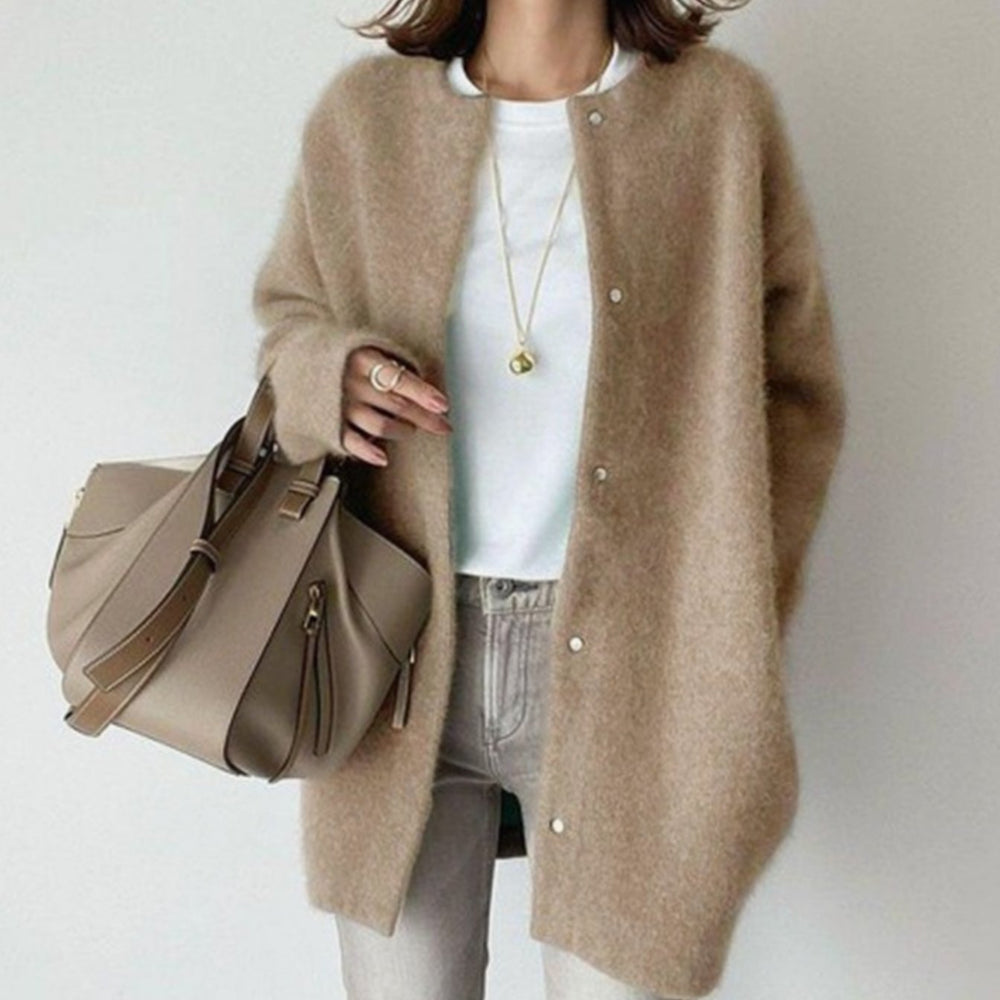 Victoria | Women's Oversized Button-Front Fuzzy Knit Winter Cardigan