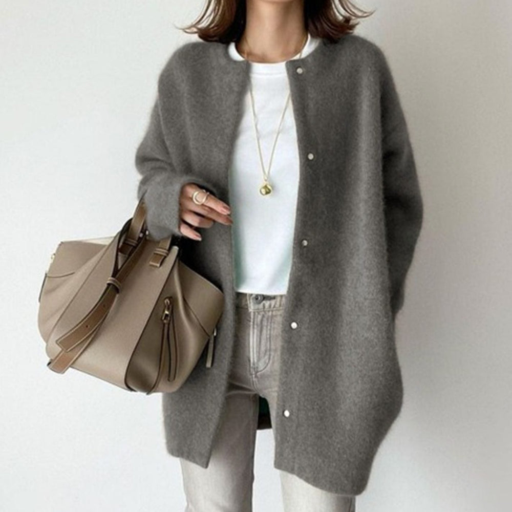 Victoria | Women's Oversized Button-Front Fuzzy Knit Winter Cardigan