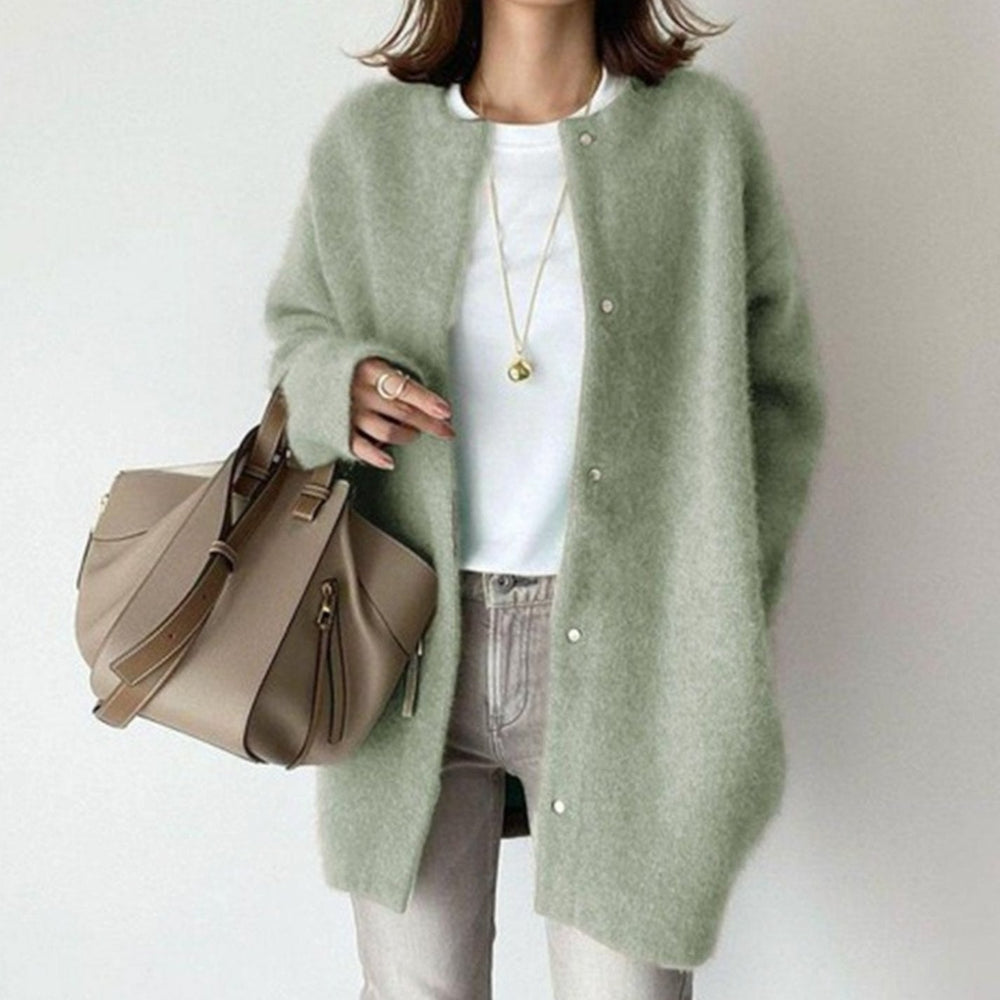 Victoria | Women's Oversized Button-Front Fuzzy Knit Winter Cardigan