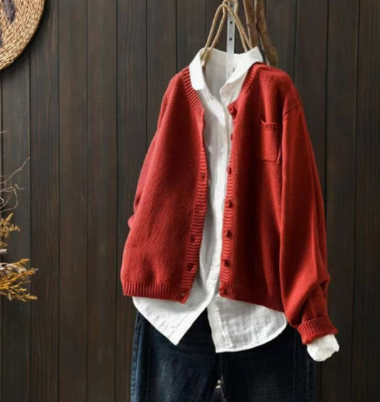 Women's Oversized Knit Cardigan – Button Front