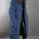 Grace | Women's Oversized Cable Knit Hooded Button Cardigan