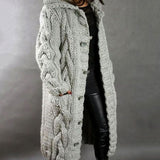 Grace | Women's Oversized Cable Knit Hooded Button Cardigan
