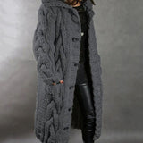 Grace | Women's Oversized Cable Knit Hooded Button Cardigan