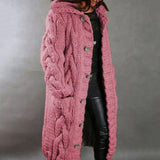 Grace | Women's Oversized Cable Knit Hooded Button Cardigan